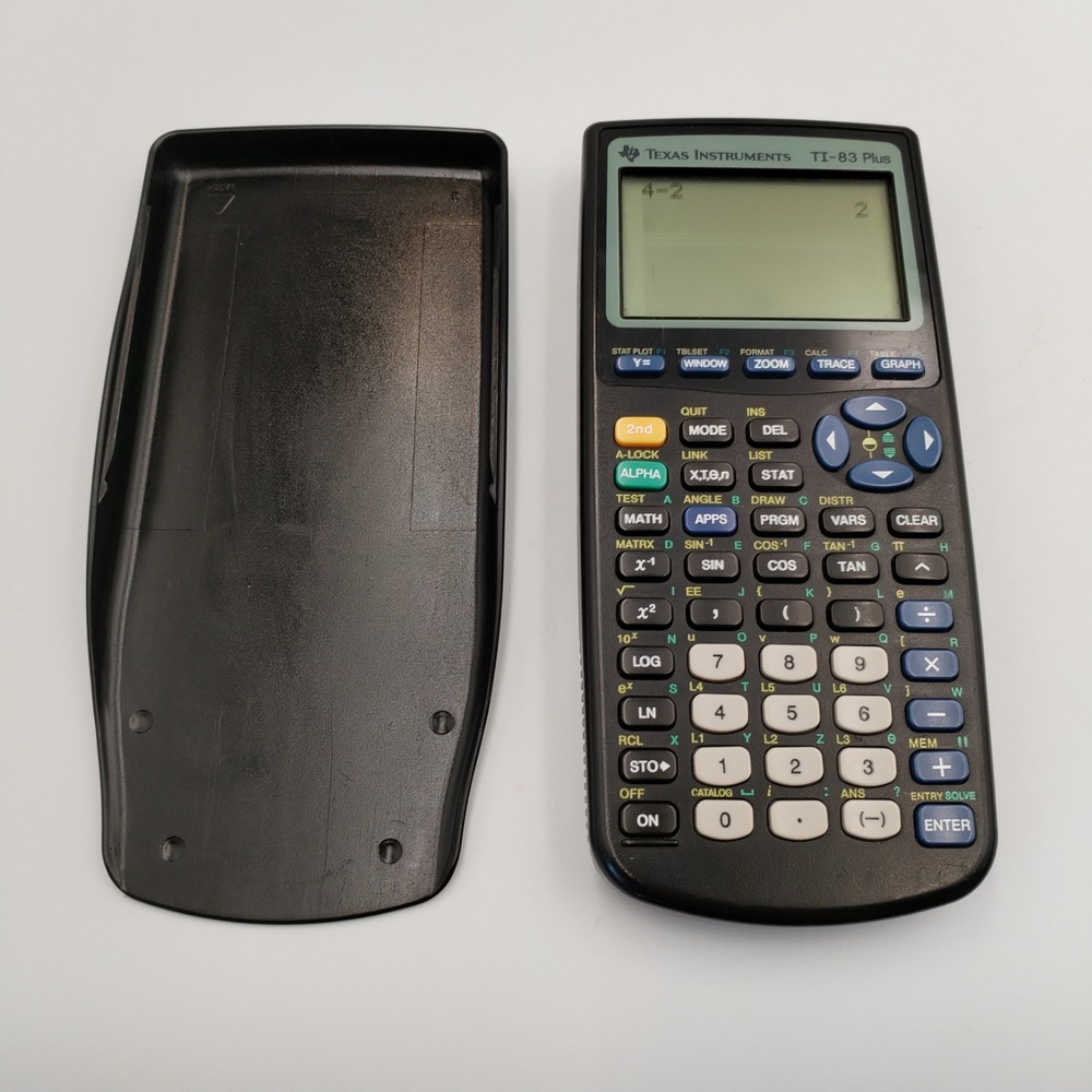 Texas Instruments TI-83 Plus Graphing Calculator Black With Slide Cover TESTED